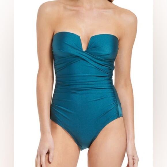 Calvin Klein Tummy Control One Piece Swimsuit Cypress Shimmer Women’s Sz 16